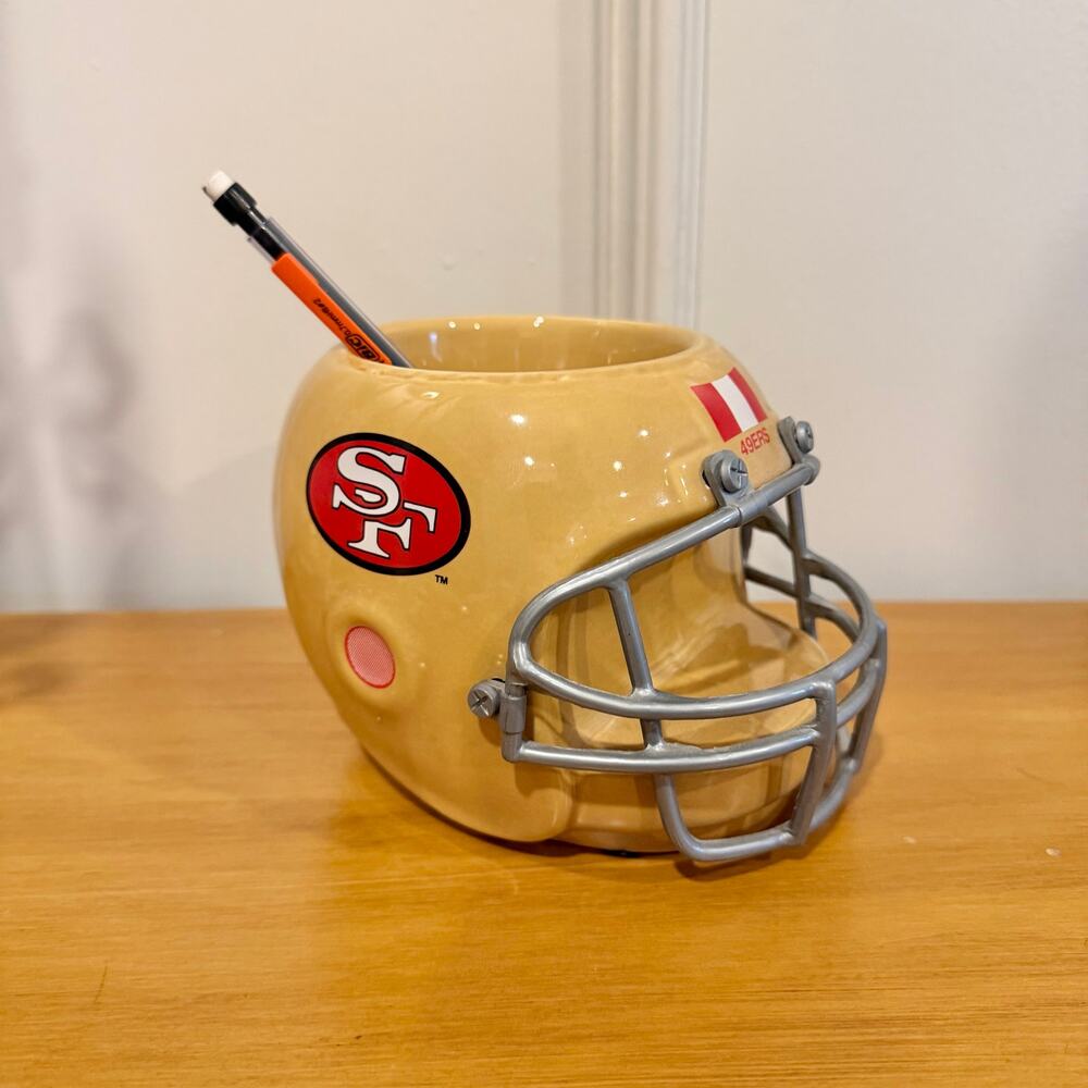 Vintage 1990 Geerlings Greenhouse San Francisco 49ers Helmet Ceramic Caddy
